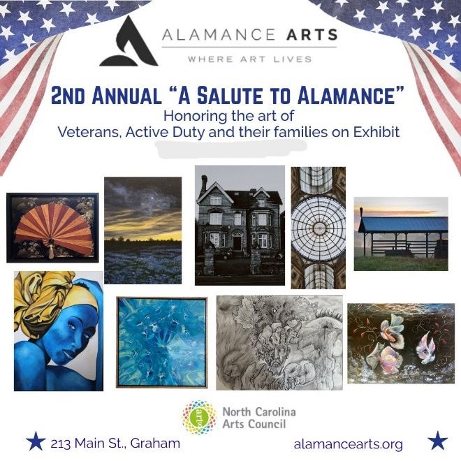 Salute to Alamance, honoring the art of veterans, active duty, and their families on exhibit at alamancearts.org